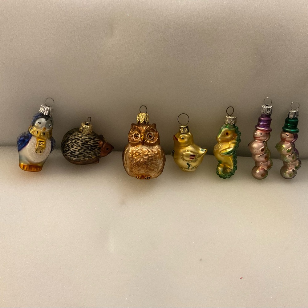 Bundle of 7 mini animal and sea life blown glass ornaments